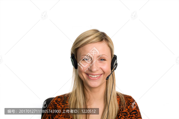 商務(wù)女人談耳機(jī)