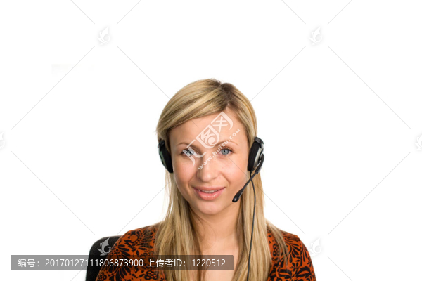 商務(wù)女人談耳機(jī)