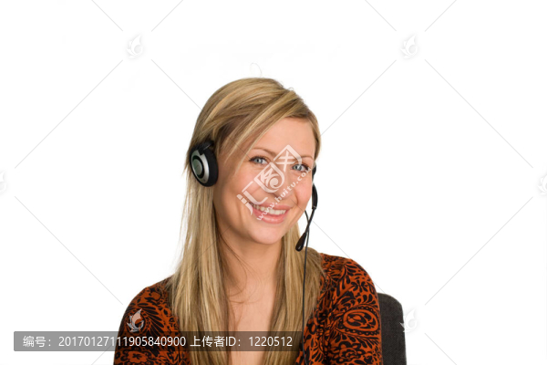 商務女人談耳機
