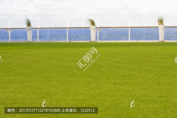 船舶邊上的草地