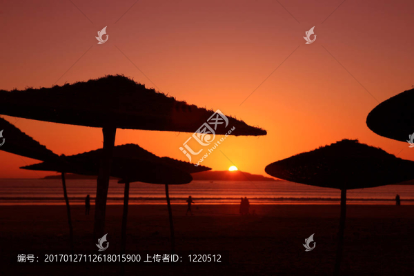 在Essaouria海灘上的日落