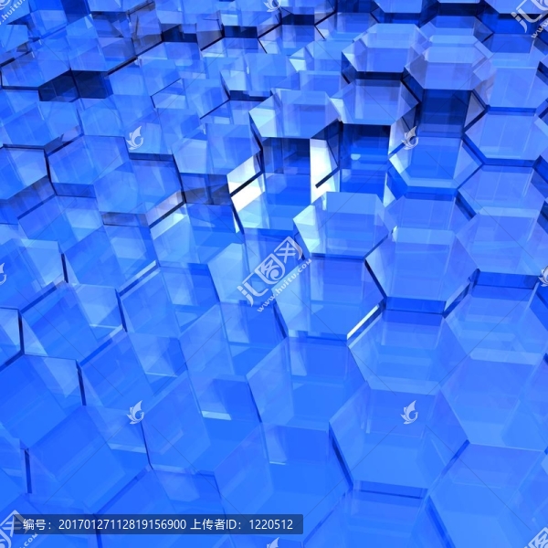 藍(lán)色半透明的六角形