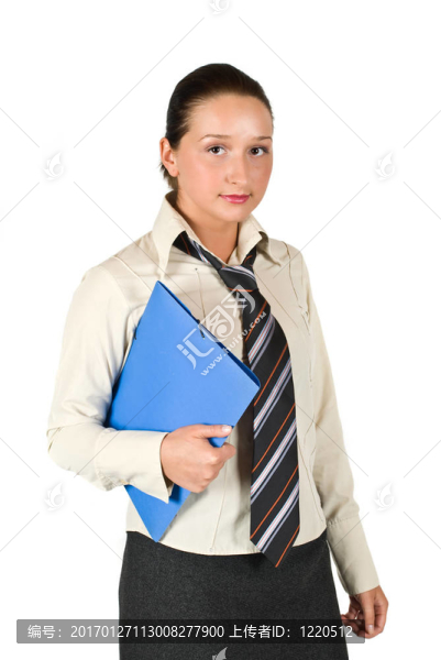 學(xué)生女夾著一個文件夾