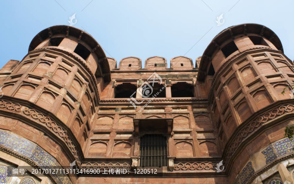 在紅堡Amar,Singh,Gate；Agra；印度