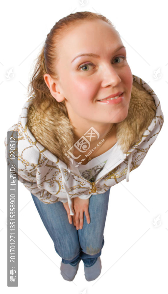 謙虛的女性仰視