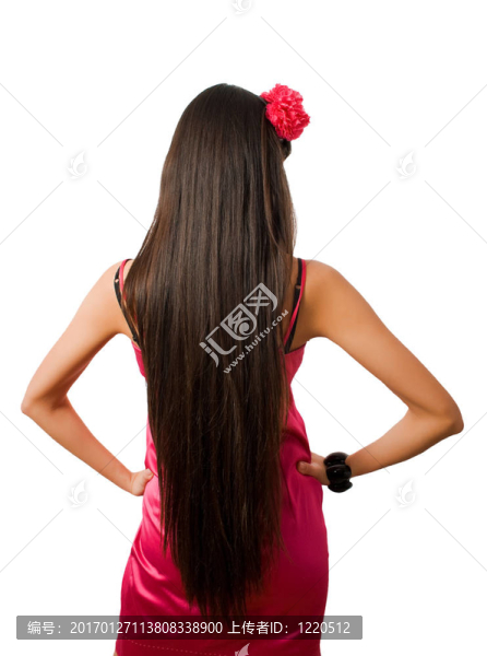 背部苗條女性長發(fā)隔離