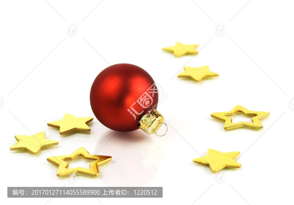 紅色圣誕球和金色星星