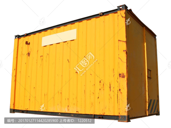 一種黃色的貨運(yùn)集裝箱；在白色背景上孤立。