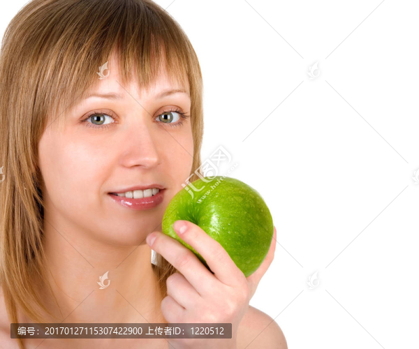 漂亮的女孩和蘋果