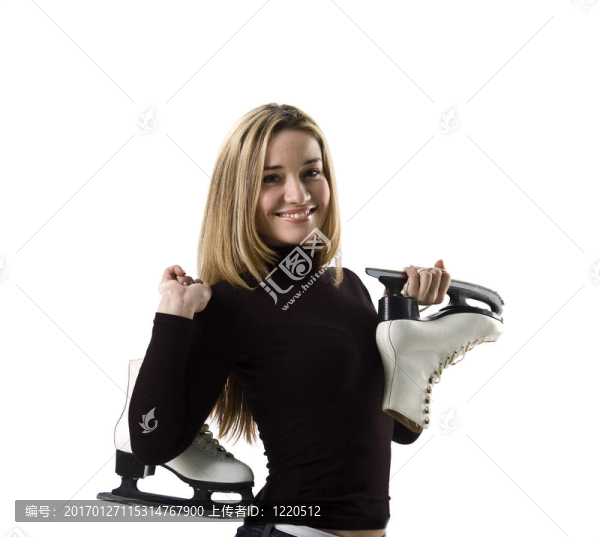 漂亮的女人和溜冰鞋