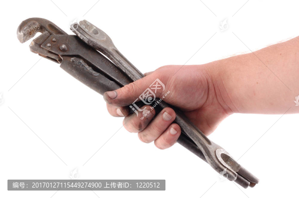 一種金屬扳手在手上