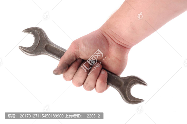 一種金屬扳手在手上