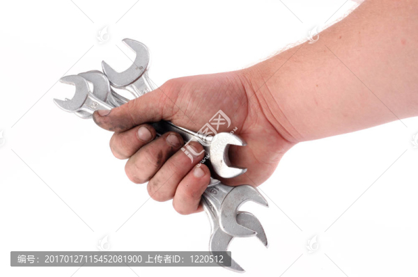 一種金屬扳手在手上