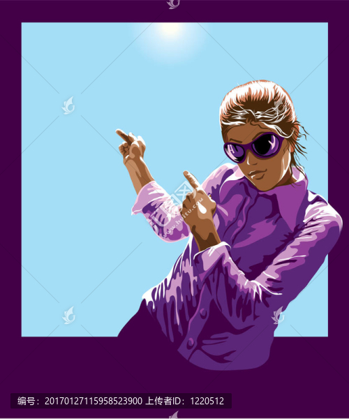 寶麗來(lái)女孩兒指向天空