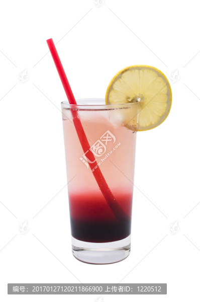 雙色飲料與Red,Straw高大的玻璃