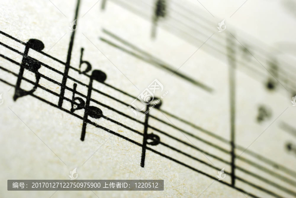 音樂(lè)片特寫。舊紙。
