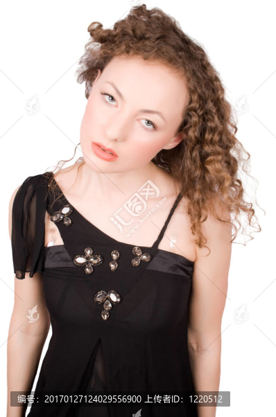 卷曲的女性看著你孤立