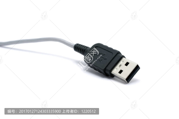 影孤立在白色背景的USB連接器。