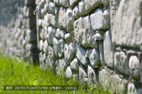巖墻對綠草