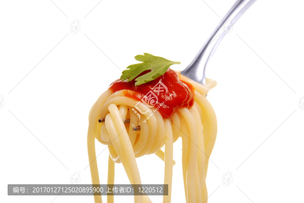 叉子上的意大利面條