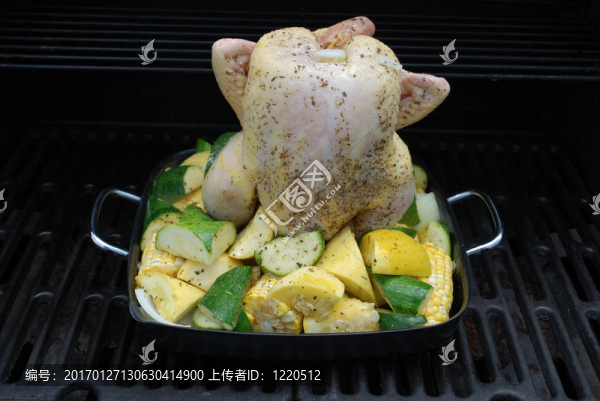 啤酒對接雞肉與蔬菜燒烤