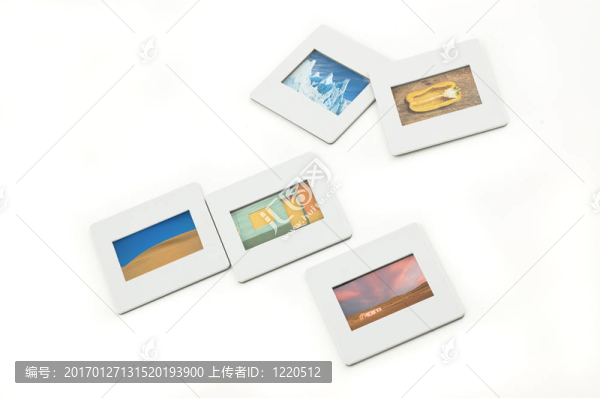 五彩色幻燈片與塑料框架。