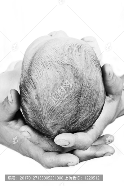 父親的手上的新生嬰兒