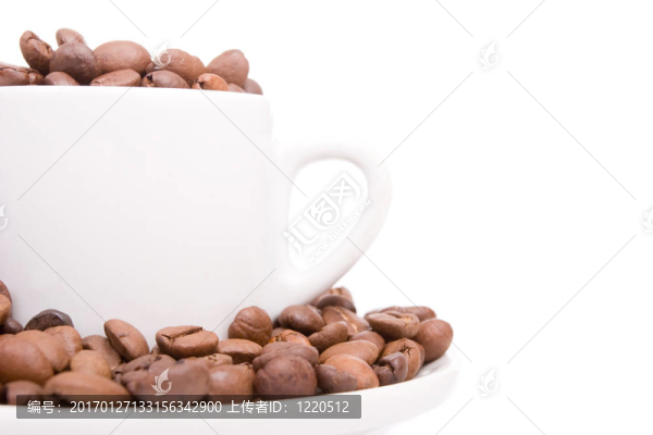 杯子和咖啡豆