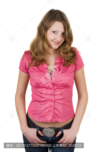 美麗的微笑的年輕女人。白色隔離