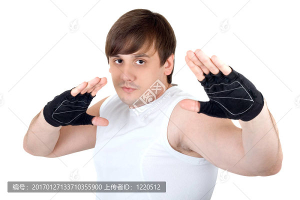 年輕戰(zhàn)士的肖像。白色背景中分離