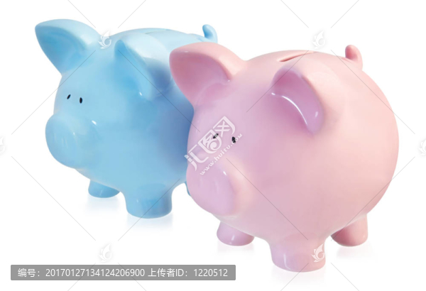 粉紅和藍(lán)色小豬銀行