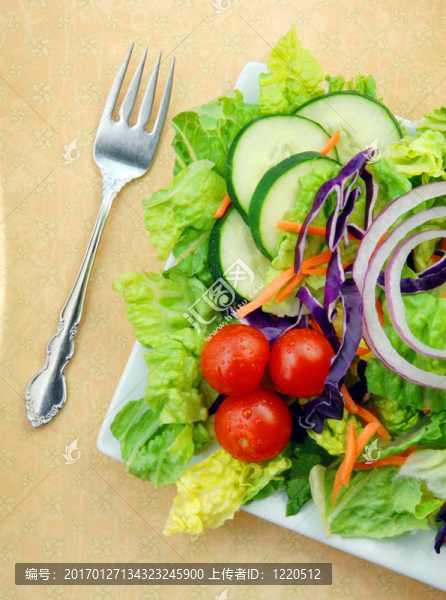 Fork廣場上的新鮮花園沙拉