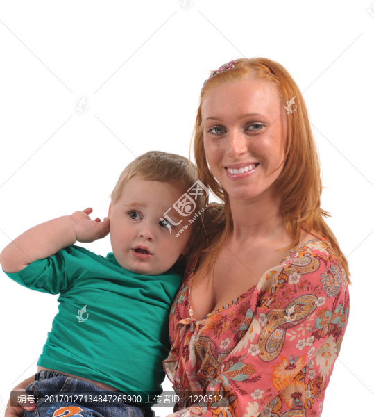 年輕的母親與嬰兒