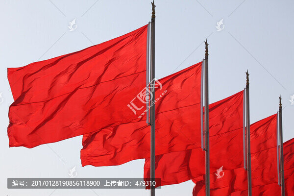 紅旗,旗幟,紅色,藍(lán)天,白云