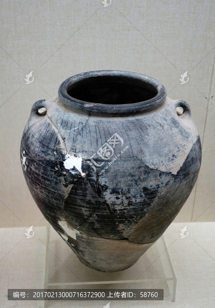 雙系灰陶罐,元代