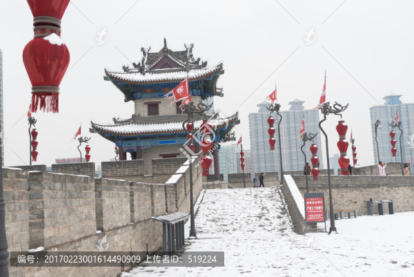 西安古城墻雪景