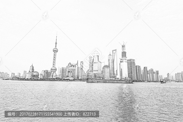 上海建筑線描
