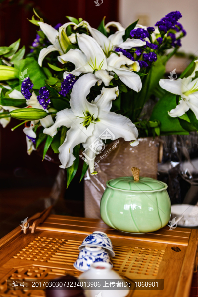 鮮花,茶具