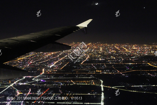 空中俯瞰,北京,城市夜景