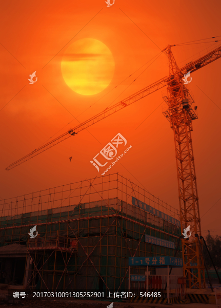 塔機(jī),夕陽