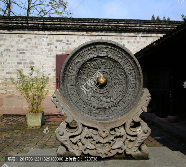 古建筑,銅鏡,石基,石雕