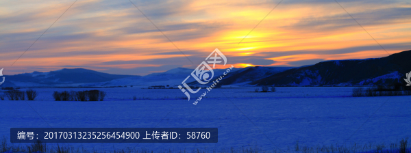 雪原暮色,全景高清