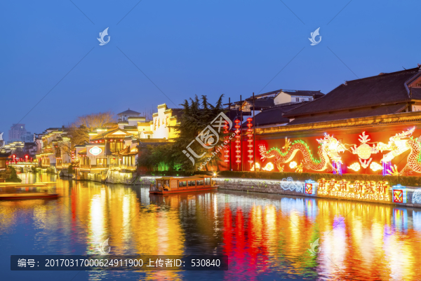 南京秦淮河夜景,大畫幅