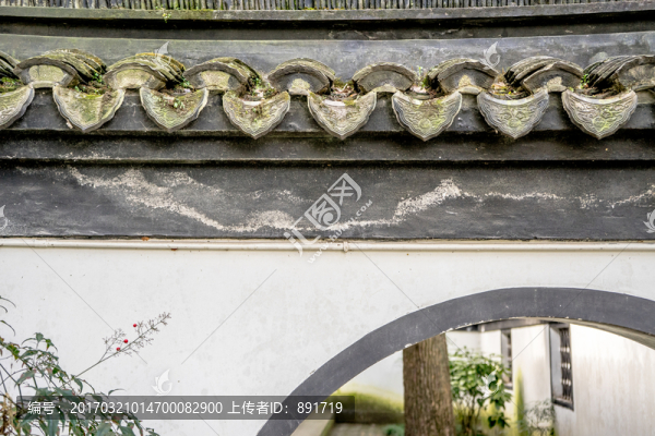 瓦當(dāng),圍墻,月亮門,青瓦圍墻