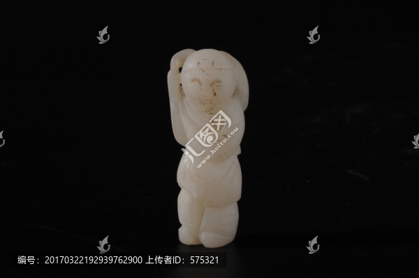 清代白玉,如意童子