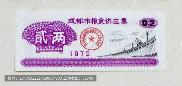 1972年成都市糧食供應(yīng)票