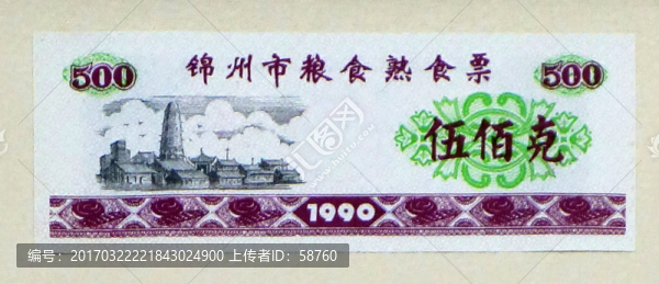 1990年錦州市糧食熟食票