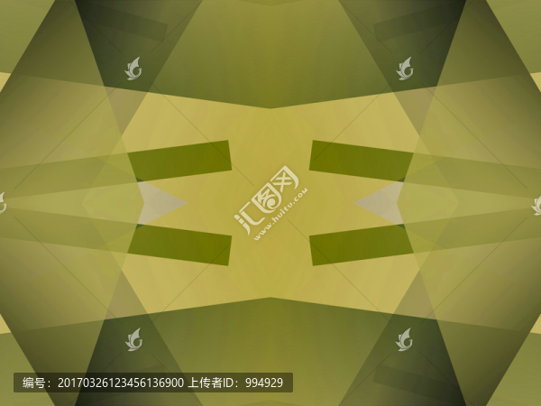 綠色幾何拼接抽象立體高清電腦畫