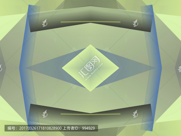 綠色幾何抽象立體拼接面電腦圖案