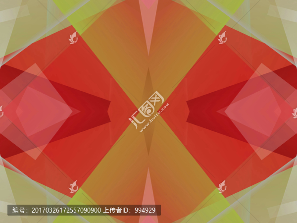 紅色立體幾何抽象拼接面電腦圖案